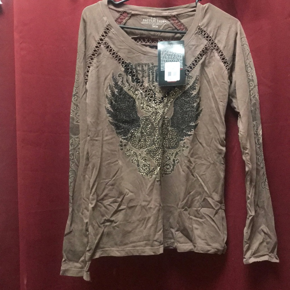Brown long sleeve affliction shirt